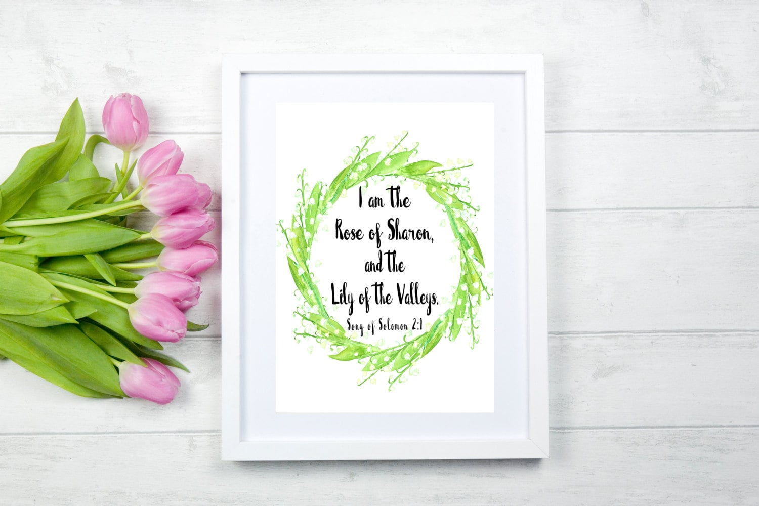 Song of Solomon Bible Verse, Lily of the Valley, Floral Scripture Wall