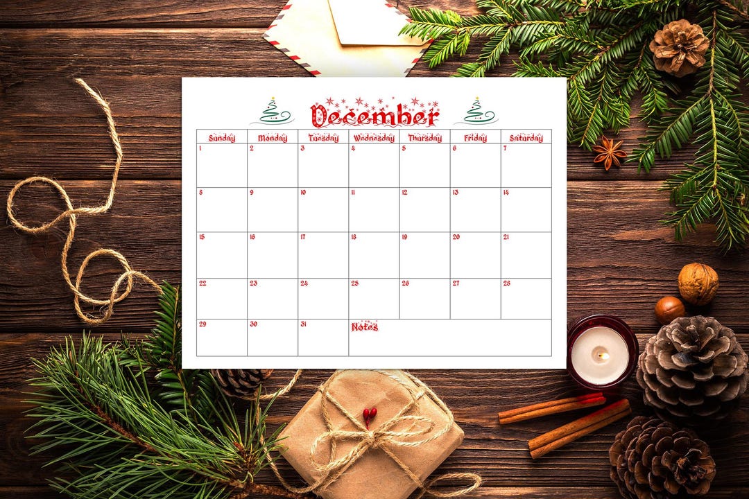 2024 December Printable Calendar, 2024 Editable PDF Christmas Calendar
