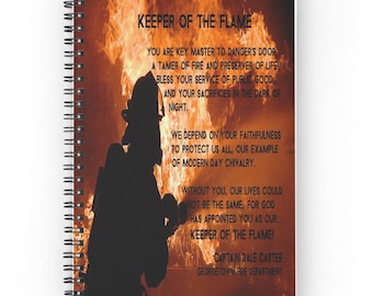 Personalized Firefighter Journal, Keepers of the Flame Poem, Fireman Gift