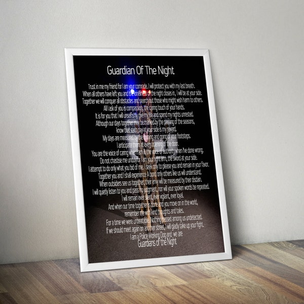 K9 Officer Gift, Guardian Of The Night Poem, Law Enforcement K9 Police Gift, K9 Police Wall Art Gift, K9 Police Appreciation, K9 Art Print