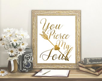 Jane Austen Romantic Quote, Romantic Quote Print, Persuasion Quote, Faux Gold Wall Decor, Wife Wall Art Gift, Girlfriend Wall Art Gift