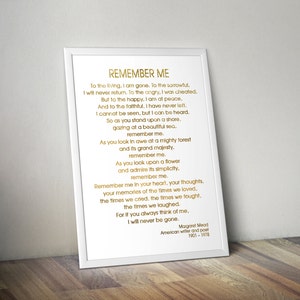 Remember Me Memorial Poem Memorial Art Print Memorial Poem - Etsy