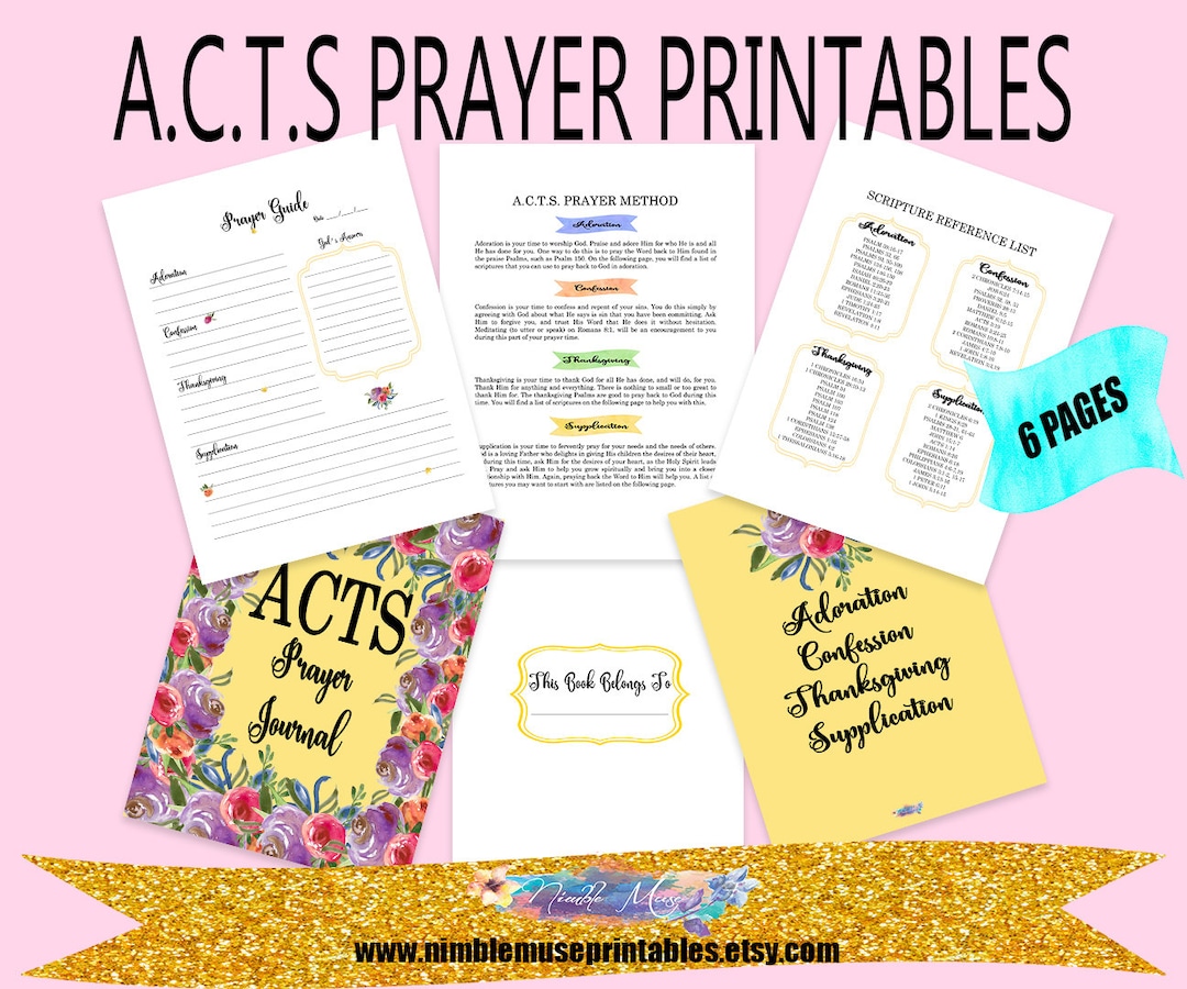 ACTS Prayer Journal Printable, 8.5x11 A.C.T.S. Journaling Pages, Prayer ...