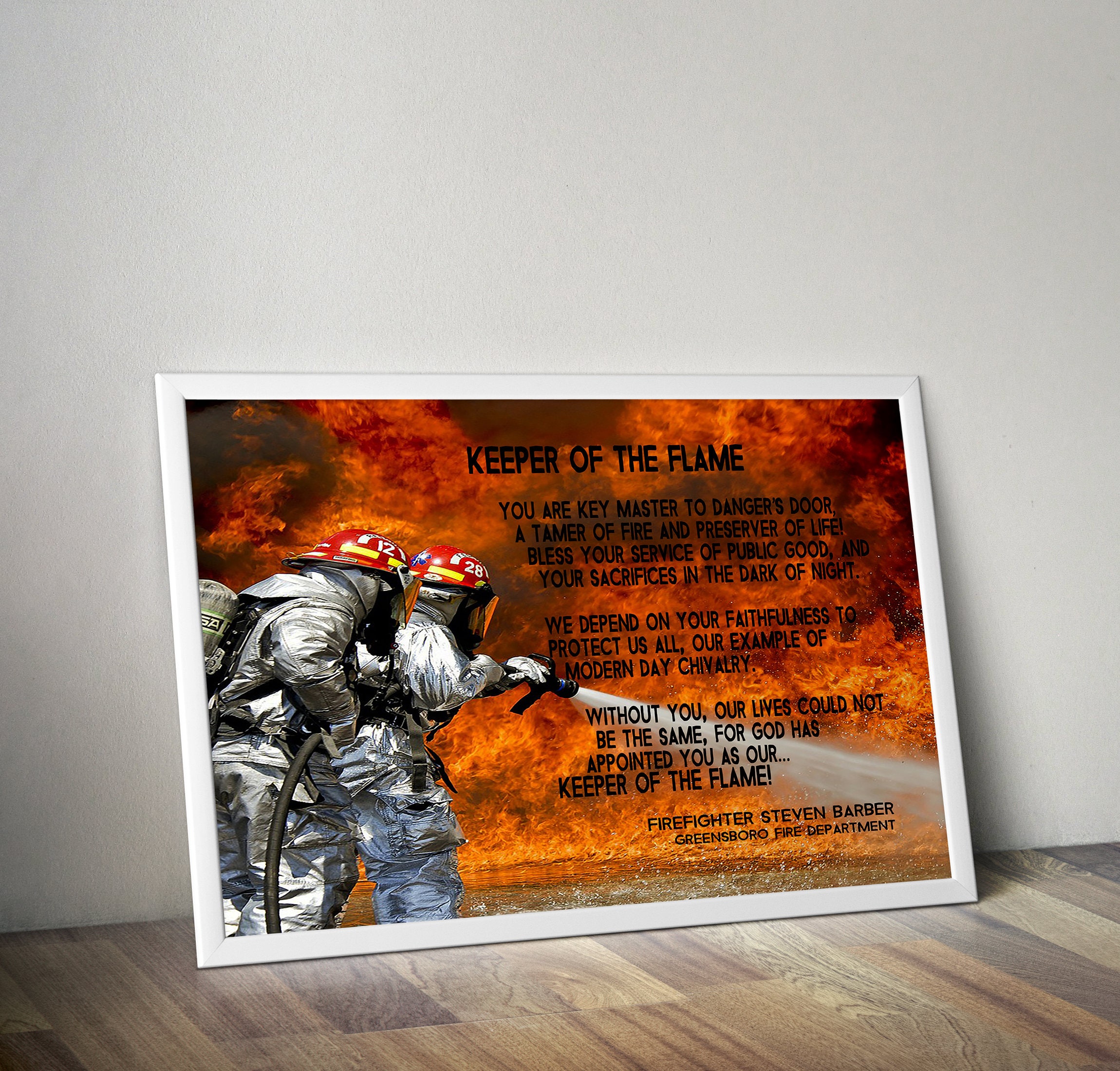 Firefighter Art Decor, Fireman Wall Art Printable, Personalized ...