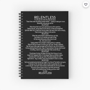 Relentless Journal, Inspirational Encouragement Gift Blank Notebook, Christian Motivational Journal, Depression Journal, Student Gift Book