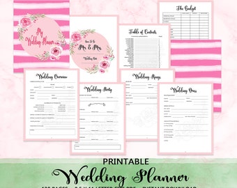 Floral Wedding Planner Printable, 120 Page Planning Notebook (PDF)