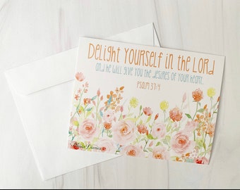 Delight Yourself in the Lord* 10 notecard set * blank * flat * note * faith * scripture