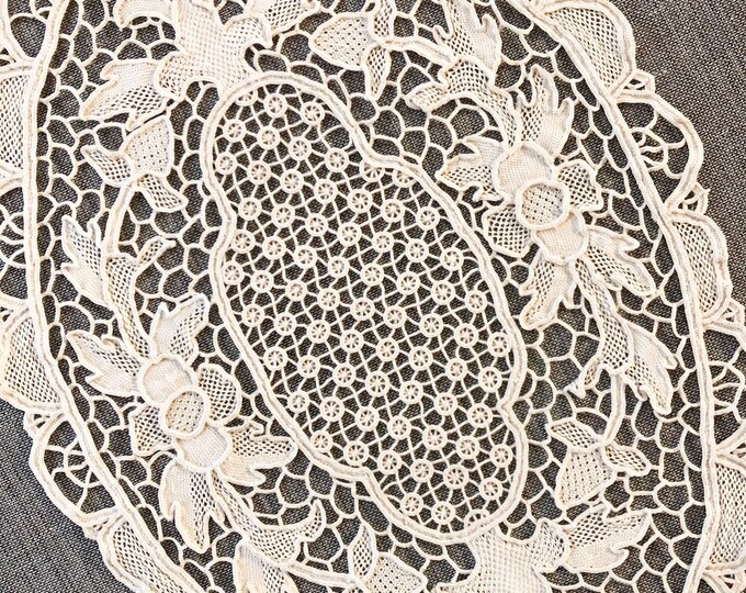 Vintage Lace Doily Needle Lace Doily Oval Ecru Doily Vintage Etsy