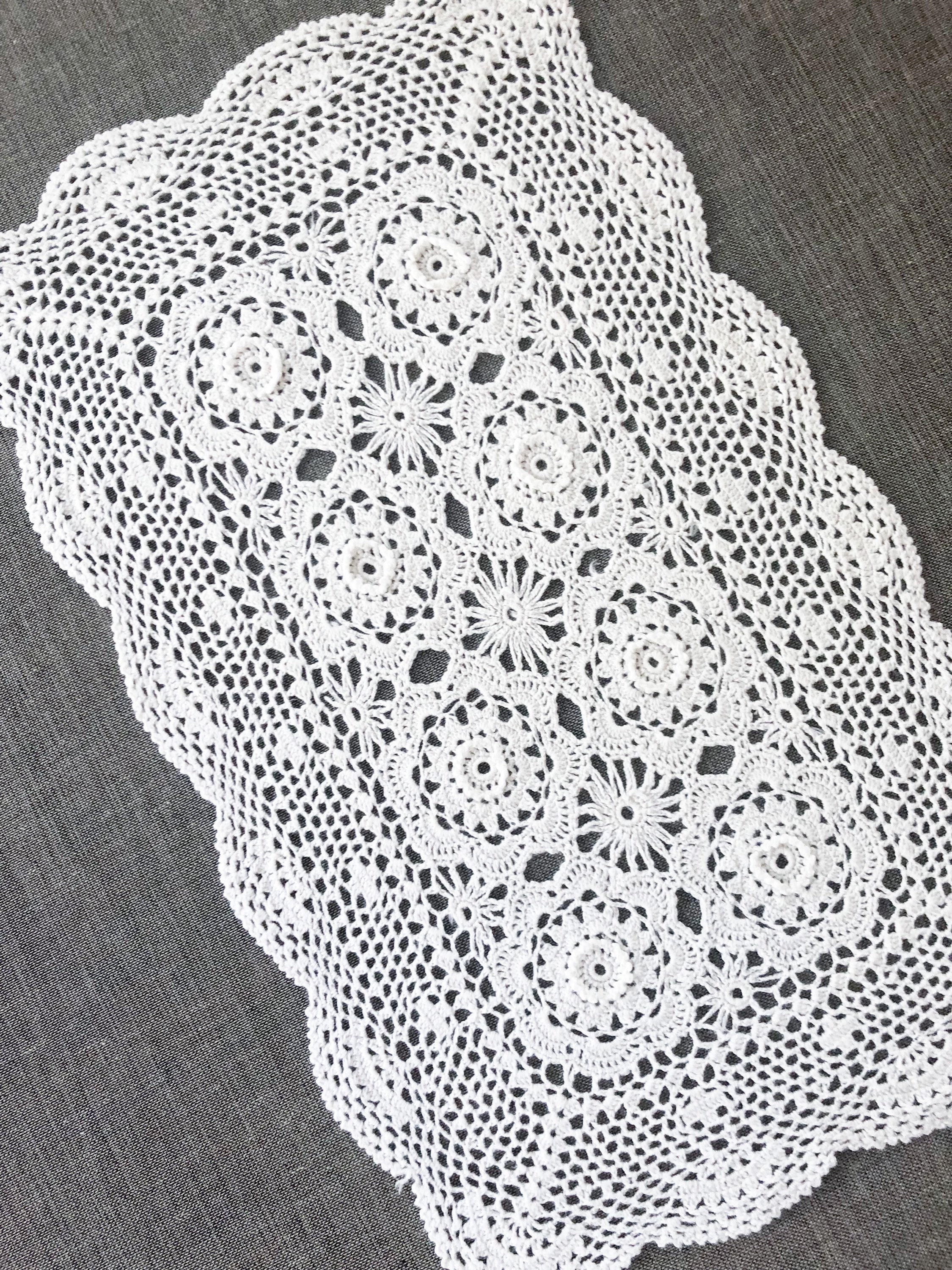 Home & Living Home Décor Rectangle white crochet doily