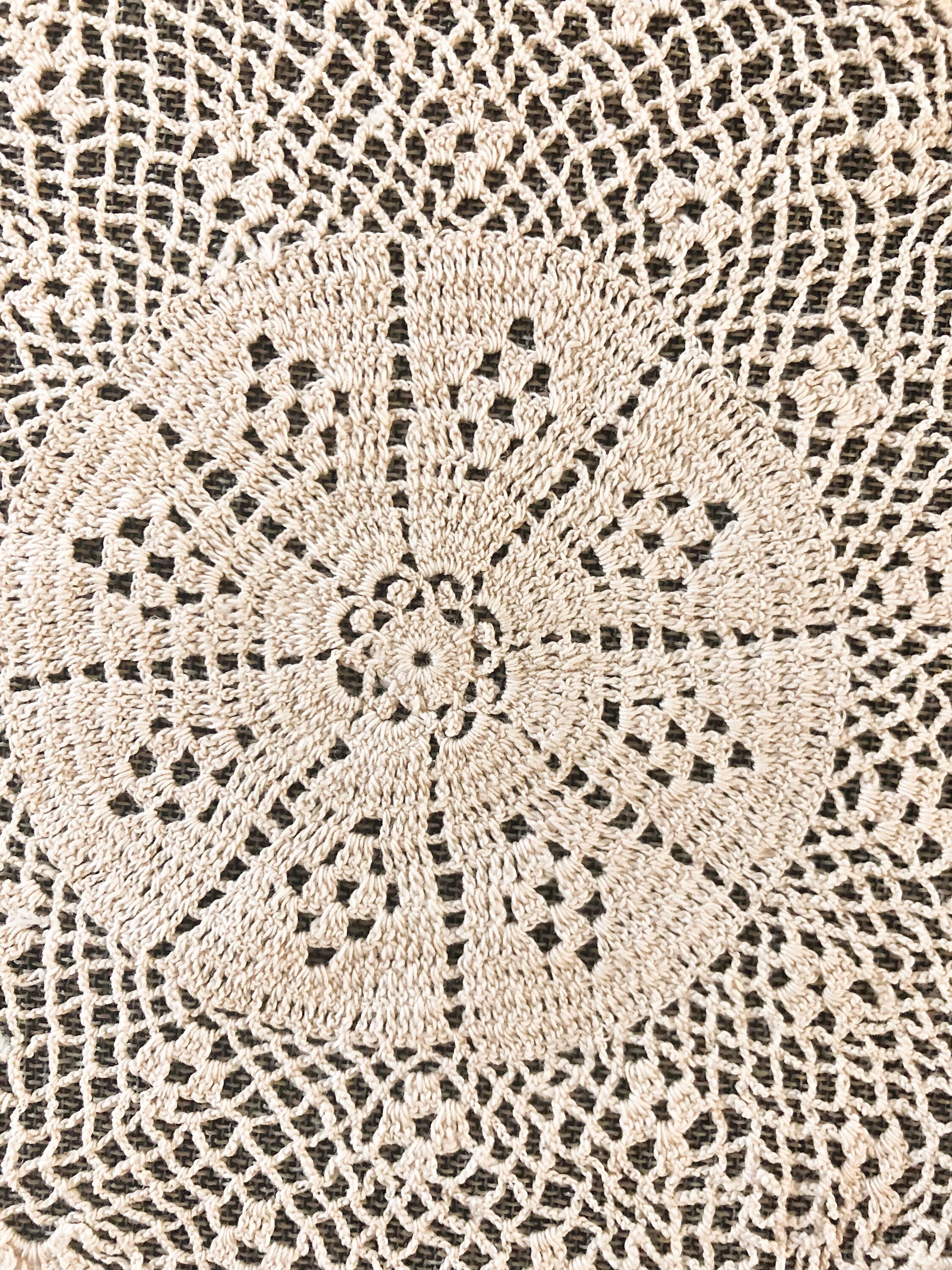 Vintage Crochet Doily fine ecru vintage fan pattern doily