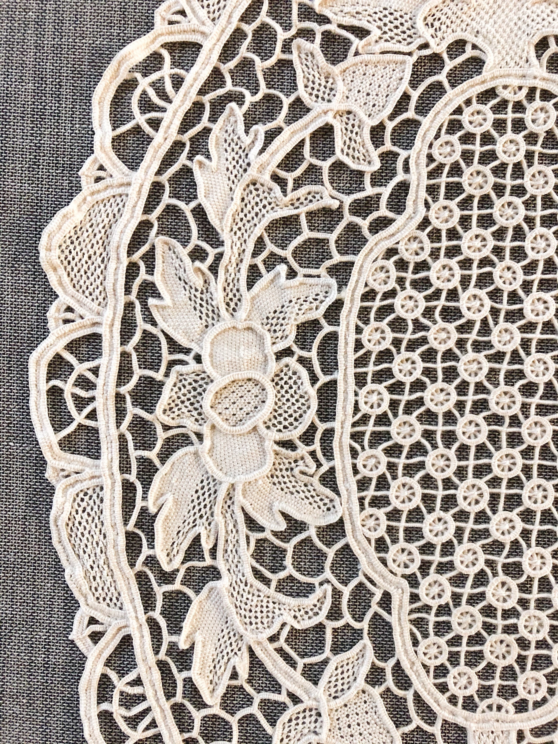 Vintage Lace Doily needle lace doily oval ecru doily vintage Etsy