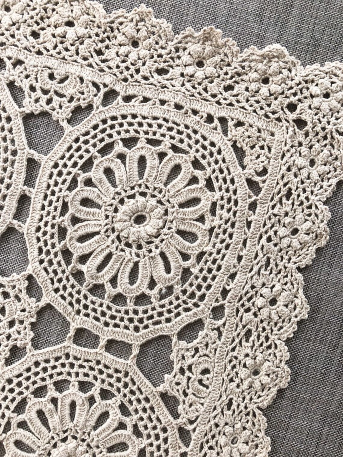 Vintage Crochet Doily rectangle ecru cotton doily circular Etsy