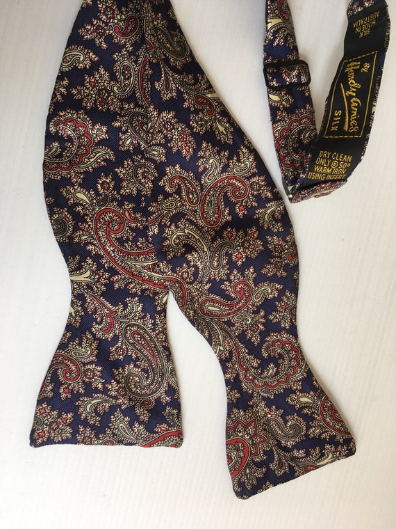 HARDY AMIES Vintage circa 1970's Paisley Silk Bow… - image 3