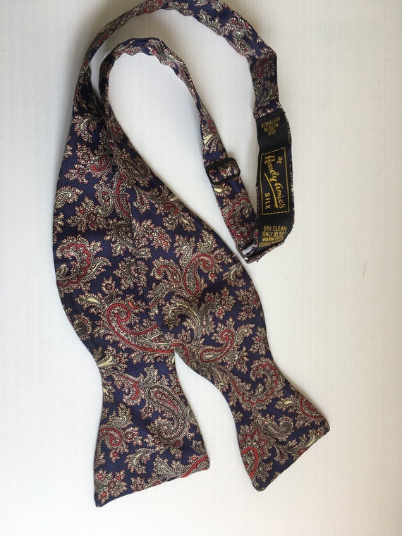 HARDY AMIES Vintage circa 1970's Paisley Silk Bow… - image 1