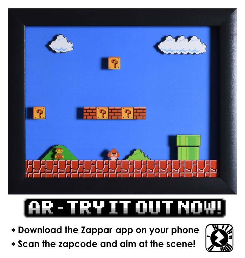 Super Mario Bros Shadow Box  1-1  NES  Nintendo  3D Shadow image 2