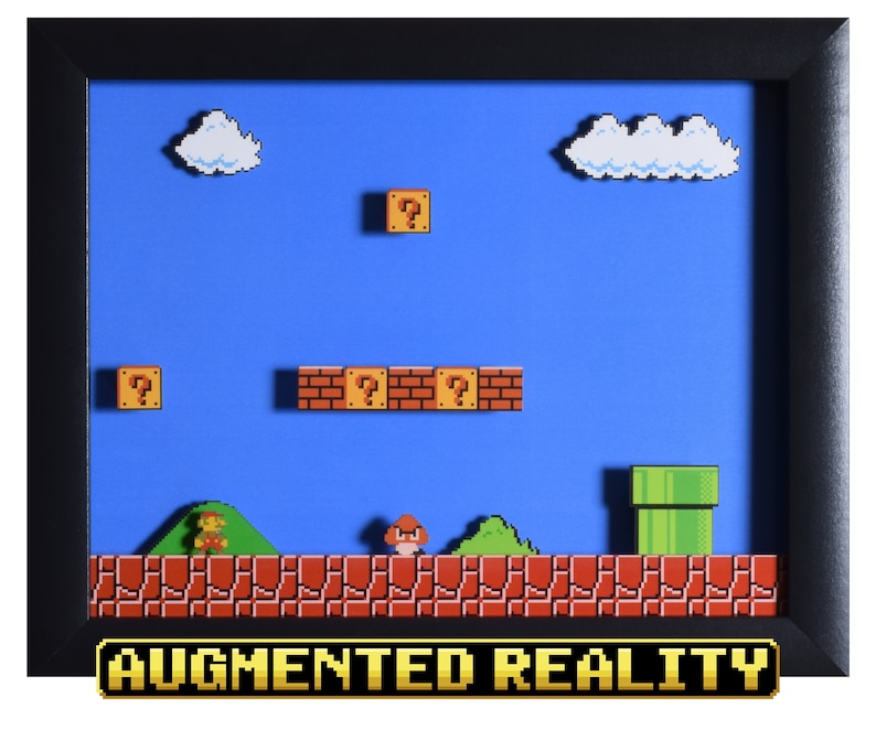 Super Mario Bros Shadow Box  1-1  NES  Nintendo  3D Shadow image 0