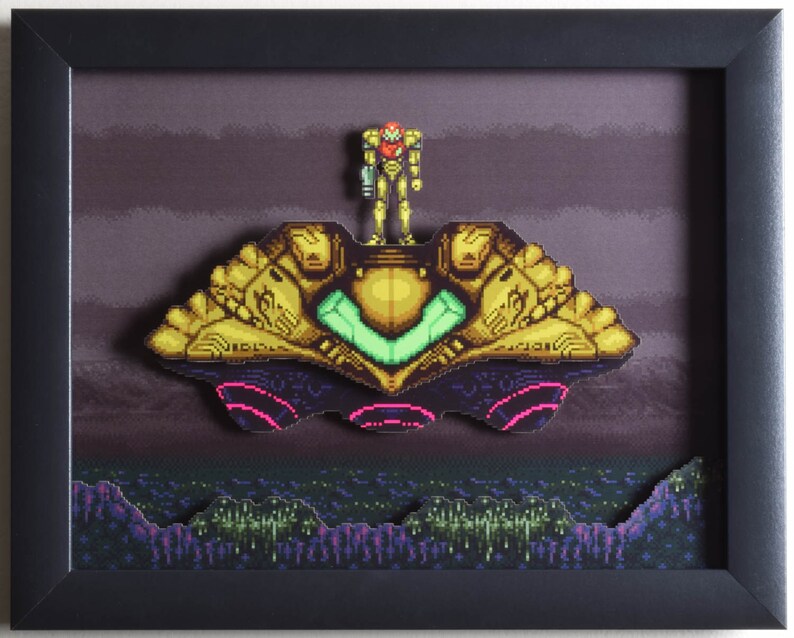 Super Metroid Shadowbox  The Gunship  SNES  Super Nintendo image 3
