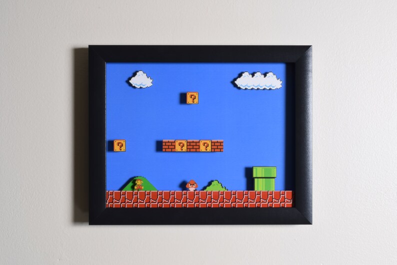 Super Mario Bros Shadow Box  1-1  NES  Nintendo  3D Shadow image 4