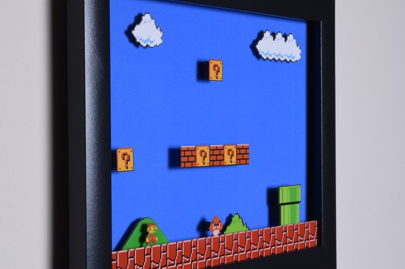 Super Mario Bros Shadow Box  1-1  NES  Nintendo  3D Shadow image 5
