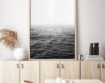 Ocean Print, Coastal Wall Art, Black and White Photography, Waves Photo, Large Wall Art, Beach House Decor