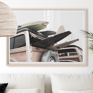 Vintage Surf Van Poster | Surf Art Print | Surfboard Wall Art | Surfing Photography | Surfer Gift | Woodie Wagon