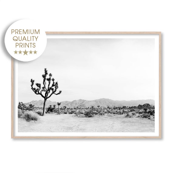 Joshua Tree Desert Art Print, Southwestern Art, Boho Wall Art, Joshua Tree Print, Desert Poster, Bohemian Decor, Black and White Print