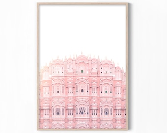 Hawa Mahal Jaipur, Indian Art, Palace of Winds, Architecture Print, Blush Pink Wall Art, Pink Print, Travel Photography Print, Pink Art