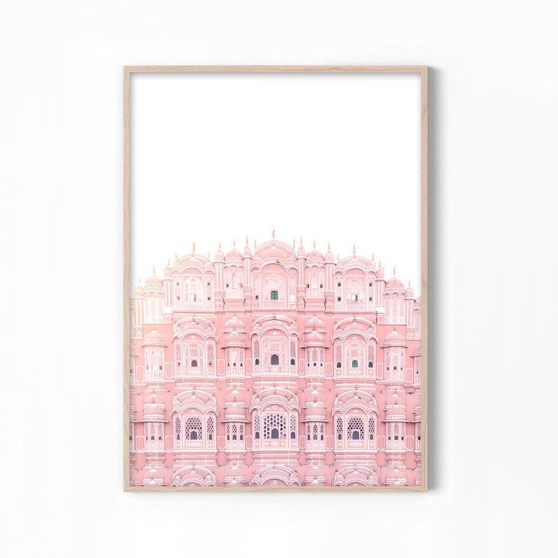 Hawa Mahal Jaipur, Indian Art, Palace of Winds, Architecture Print, Blush Pink Wall Art, Pink Print, Travel Photography Print, Pink Art image 1