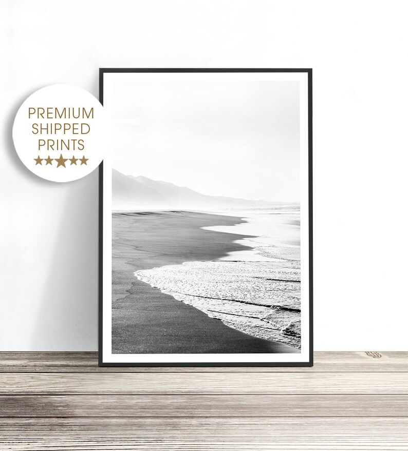 Beach Wall Art Black and White Coastal Decor Ocean Wall Art Etsy