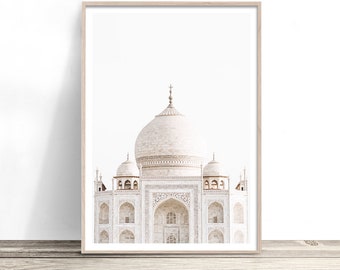 Taj Mahal Print, India Wall Art, Boho Print, India Architecture Artwork, Travel Photography Print, India Home Decor, Neutral Wall Art Poster