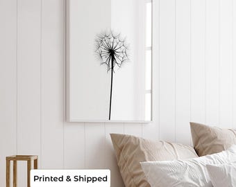 Dandelion Print | Minimalist Botanical Wall Art | Black and White Nature Photography | Modern Wall Decor | Scandinavian Print | Flower Photo