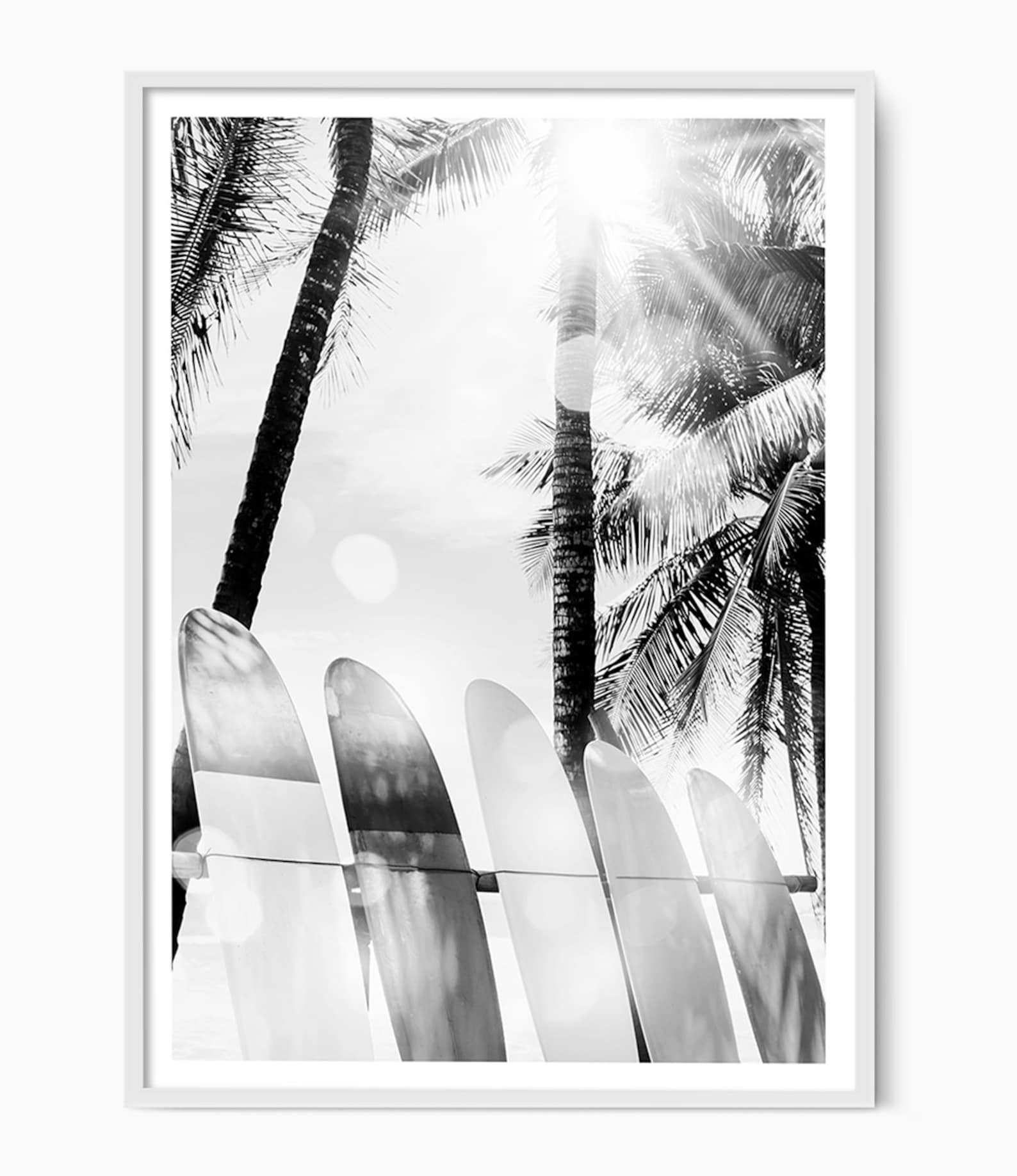 Surfboard Wall Art Surf Art Print Black and White Beach Wall Etsy