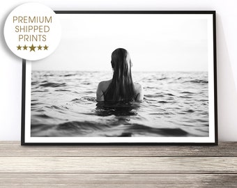 Ocean Print, Coastal Decor, Beach Wall Art, Black and White Photography Print