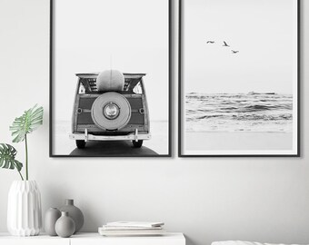 Set of 2 Wall Art, Beach Art Print, Surf Poster, Coastal Decor, Vintage Beach Print, Ocean Print, Beach Decor, Coastal Wall Art, Beach House