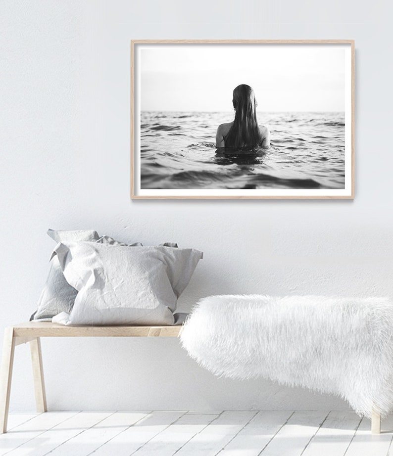 Ocean Print, Coastal Decor, Beach Wall Art, Black and White Photography Print image 4