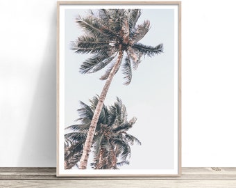 Vintage Palm Tree Print | Tropical Beach Wall Art | Modern Coastal Decor | Palms Poster Photography Print