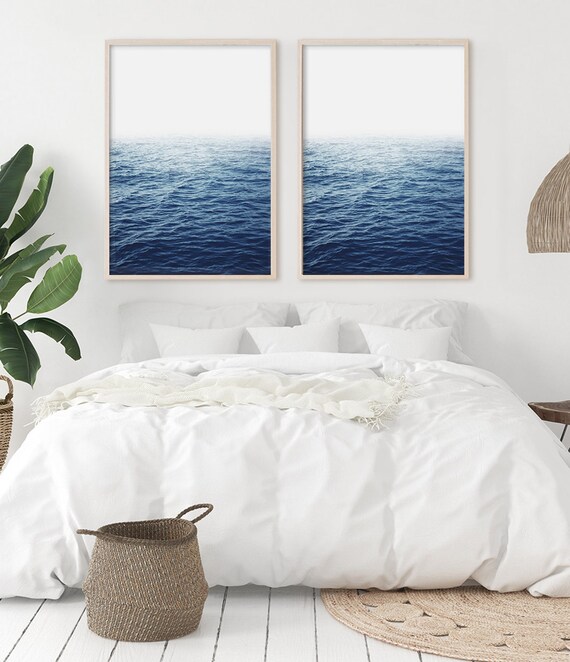 Bedroom Wall Art Set of 2 Prints Bedroom Prints Blue Ocean Etsy