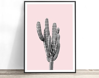 Blush Pink Wall Art, Saguaro Cactus Print, Cactus Decor, Cactus Wall Art, Cactus Art, Desert Decor, Desert Print,