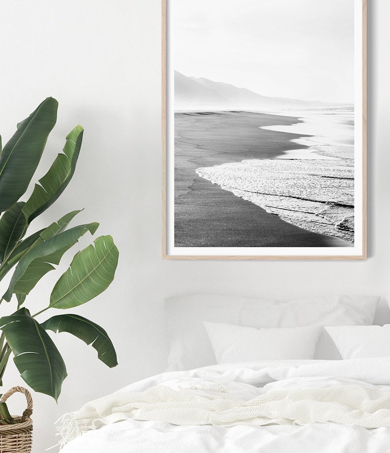 Beach Wall Art Black and White Coastal Decor Ocean Wall Art Etsy