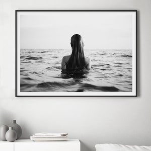 Ocean Print, Coastal Decor, Beach Wall Art, Black and White Photography Print image 3