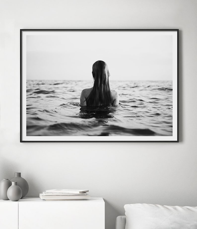 Ocean Print, Coastal Decor, Beach Wall Art, Black and White Photography Print image 3