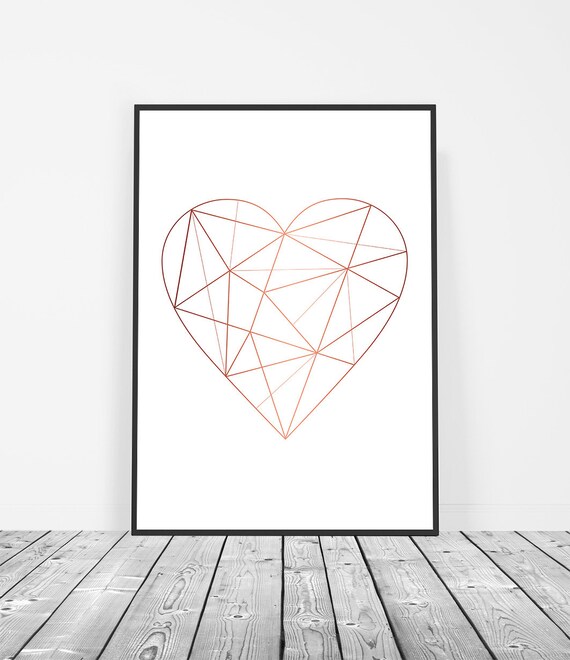 Rose Gold Decor Rose Gold Wall Art Geometric Poster Etsy