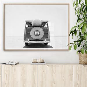 Vintage Surf Poster Black and White Surf Print Coastal Decor Surfer Gifts Surfing Wall Art Photography Retro Surf Van Surf Decor Bild 1