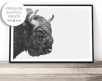 Buffalo Print, Black and White Wall Art, Bison Print, Southwestern Decor, Buffalo Photography, American Bison, Buffalo Art, Large Art Print