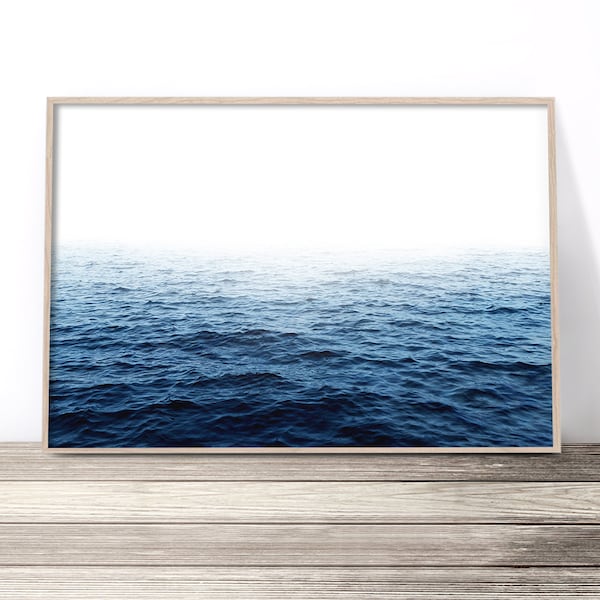 Landscape Ocean Print | Seascape Coastal Wall Art | Blue Waves Photography Print | Modern Beach House Decor | Large Sea Poster Artwork