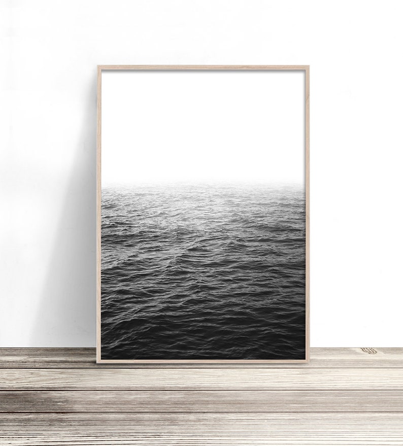 Ocean Print, Black and White Photography, Ocean Art Photo Prints, Large Wall Art, Coastal Decor, Beach House image 1