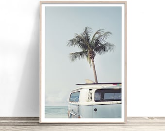 Kombi Print, Surf Van Wall Art, Beach Art, Vintage Bus Artwork, Coastal Decor, Retro Camper Photography Poster, Beach House