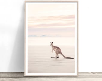 Kangaroo Wall Art | Australian Art Prints | Native Australian Animal Photography | Australian Decor | Kangaroo on Beach