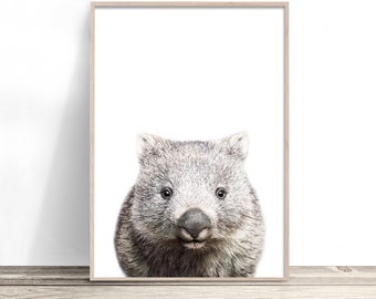 Wombat Print | Native Australian Animal Prints | Modern Australiana Nursery Decor | Kids Room Wall Art Poster | Playroom Artwork