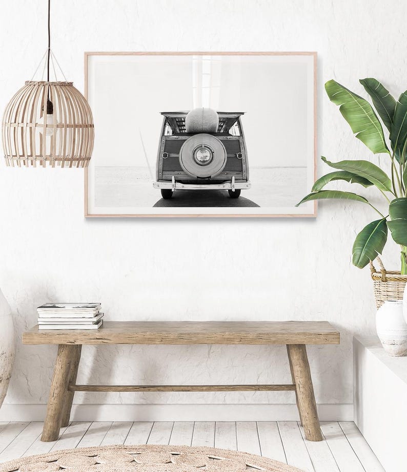 Vintage Surf Poster Black and White Surf Print Coastal Decor Surfer Gifts Surfing Wall Art Photography Retro Surf Van Surf Decor Bild 3